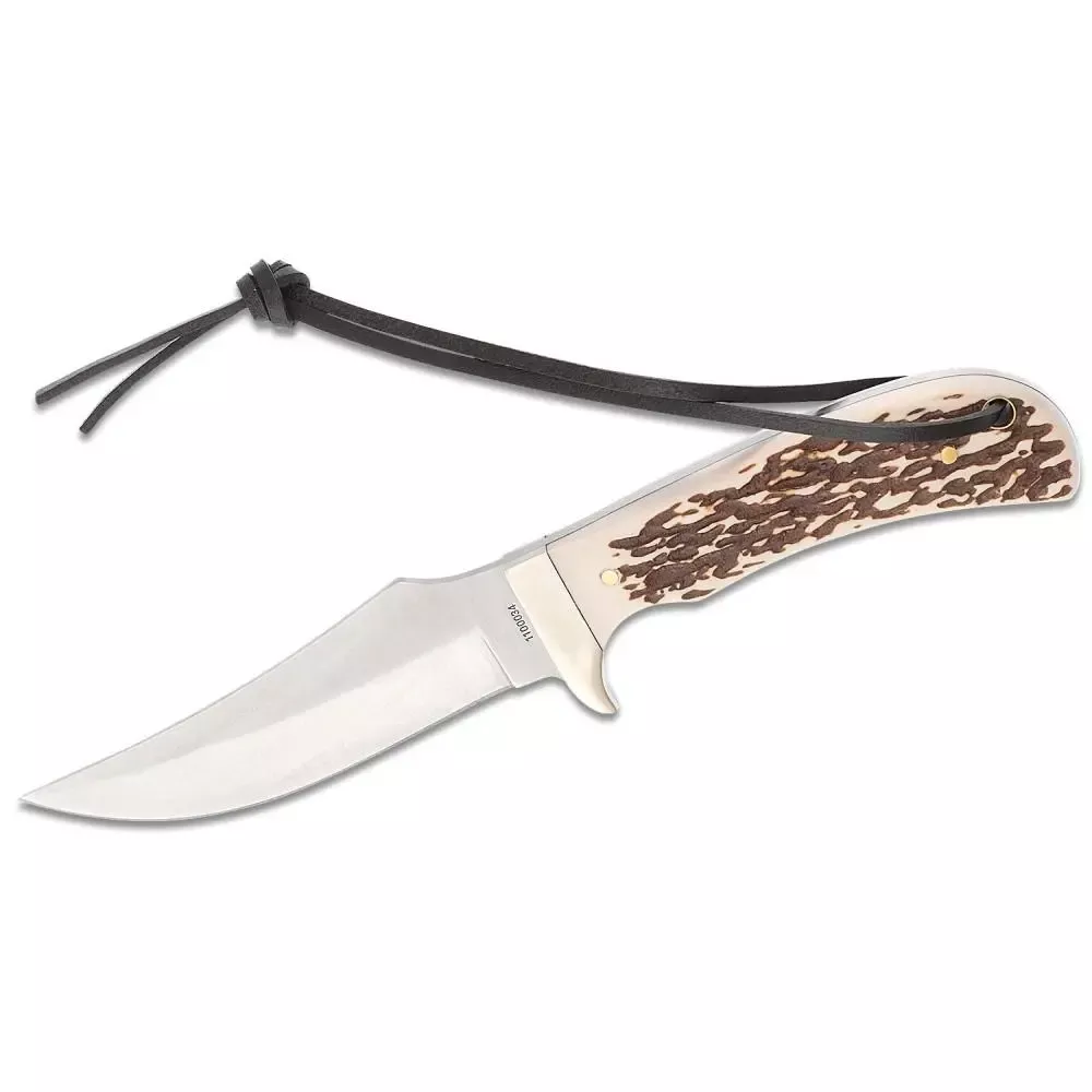 Schrade Uncle Henry Staglon Fixed Knife 4-1/4 Clip Point Blade with Leather Sheath