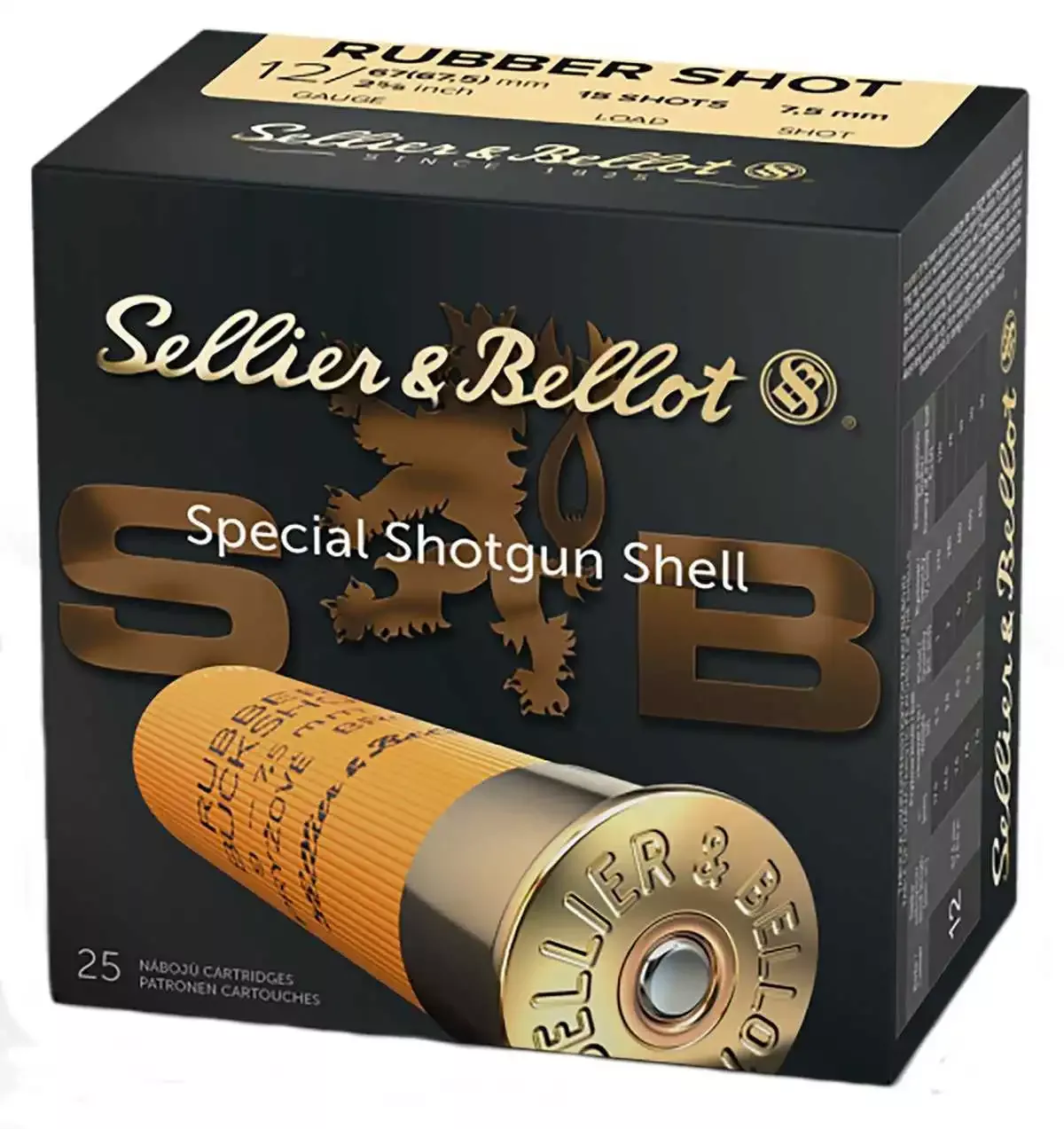 Sellier & Bellot Shotgun Ammunition 12 ga 2 5/8″ 15 plts Rubber 25/ct