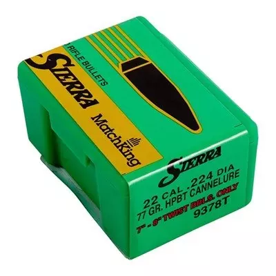 Sierra Bullets, Inc. Matchking 22 Caliber (0.224″) Hollow Point Boat Tail Bullets
