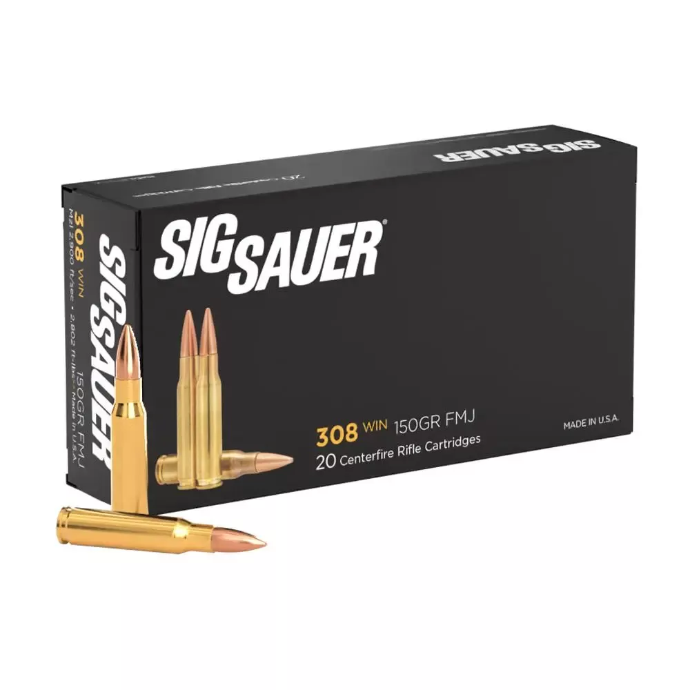 Sig Sauer Elite Ball Rifle Ammunition 308 WIN 150 Grain FMJ 2900 fps 20/ct