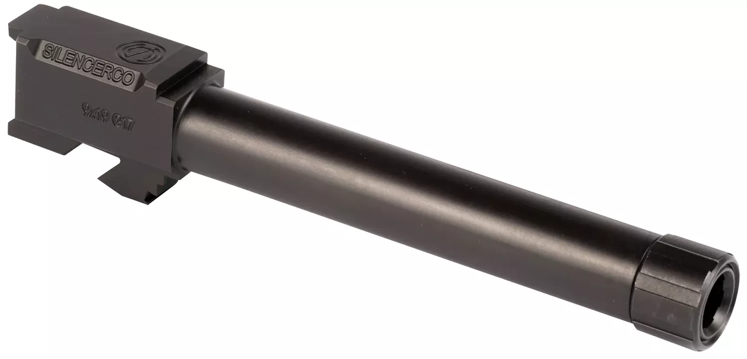 SilencerCo AC864 Glock9mm Luger 5″ Threaded Black Nitride Stainless Steel, Fits Glock 17 Gen1-4