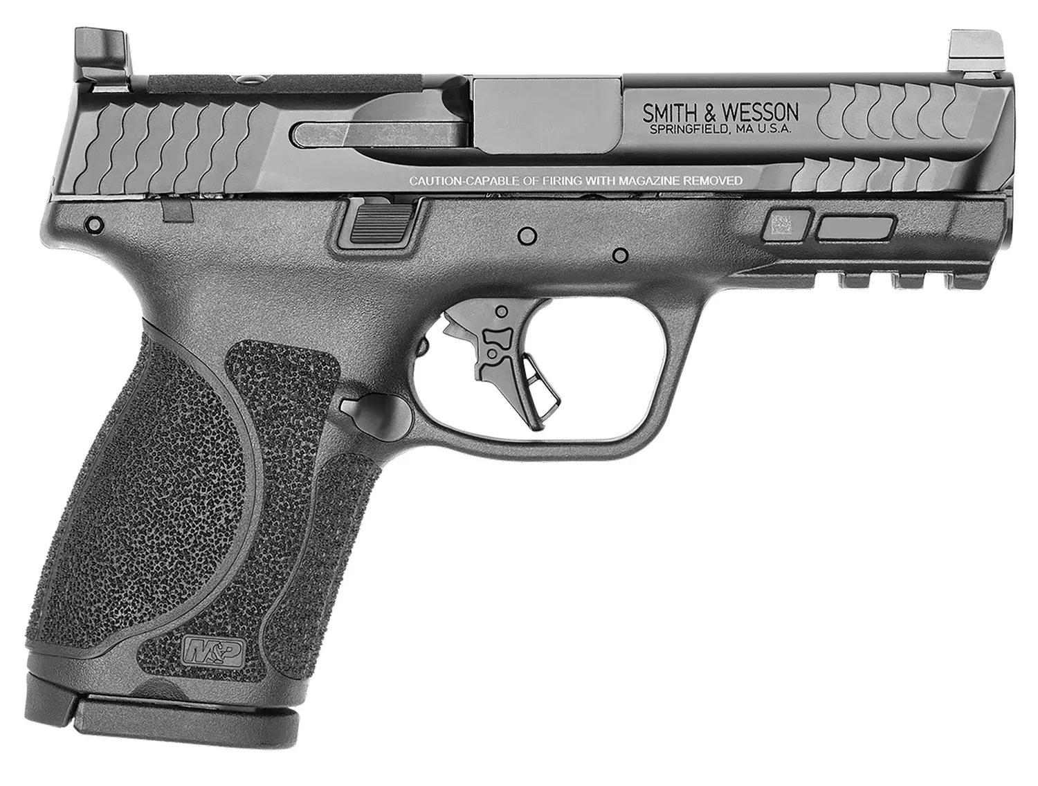 Smith & Wesson 13563 M&P M2.0Compact 9mm Luger 15+1, 4″ Black Armornite Steel Barrel & Optic Cut/Serrated Slide, Matte Black Polymer Frame w/Picatinny Rail