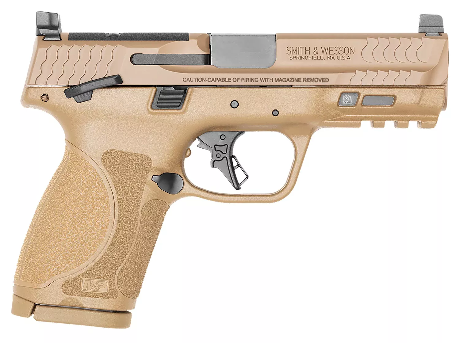 Smith & Wesson 13573 M&P M2.0Compact 9mm Luger 15+1 4″ Stainless Steel Barrel & Optic Cut/Serrated Stainless Steel Slide, Flat Dark Earth Polymer Frame w/Picatinny Rail