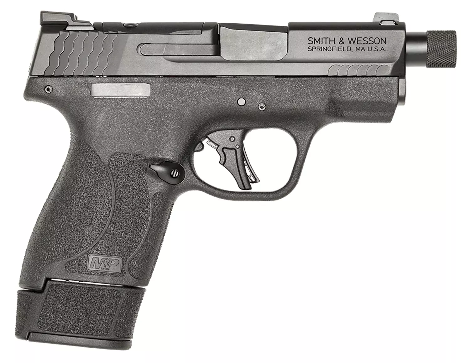 Smith & Wesson 14095 M&P9 Shield Plus Micro-Compact Frame 9mm 10+1 15+1 13+1 3.70″ Black Armornite Stainless Steel Slide Black Polymer Frame Textured Grip