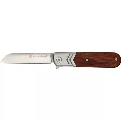 Smith & Wesson Executive Barlow Assisted Opening Pocket Knife 2.75″ Sheepsfoot 8Cr13MoV Stainless Satin Blade Rosewood Handle Brown