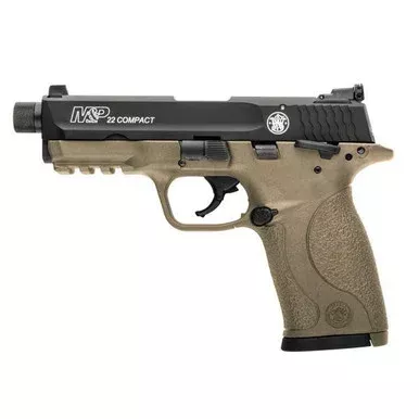 Smith & Wesson M&P22 Compact .22 LR Pistol 3.3″ Threaded Barrel 10+1 Round FDE Slide Black Frame