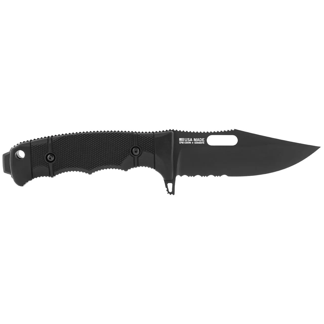 SOG SEAL FX Clip Point Knife 4.30″ Blade Partially Serrated Black