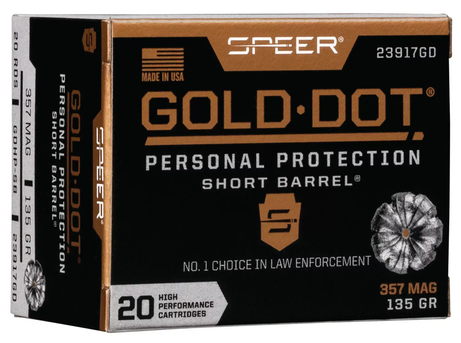 Speer .357 Magnum 135 Grain Gold dot hollow point, 20-Round Box