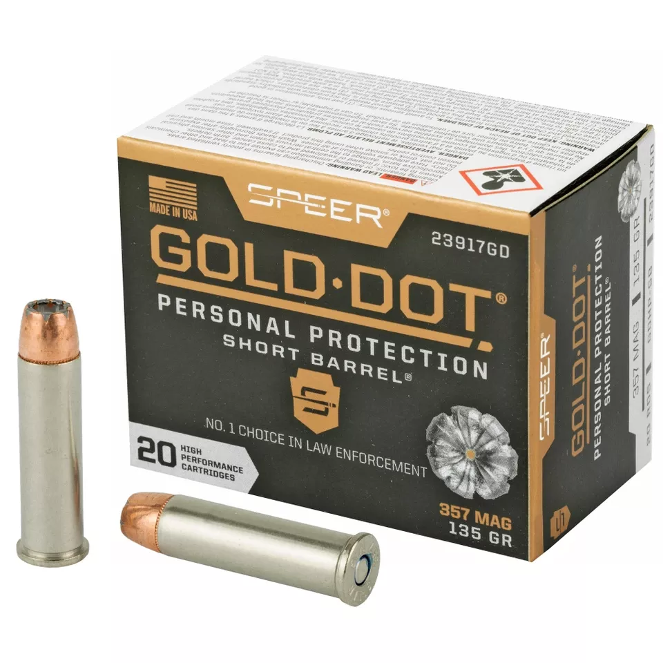 Speer Gold Dot .357 Magnum 135 Grain Hollow Point Short Barrel Ammunition - 20 Rounds/200 Rounds