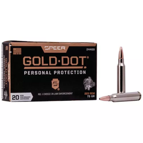 Speer Gold Dot Hyper Velocity Centerfire Ammunition, 223 Remington, Soft Point, 75 Grain – 20 Cartridge Box ( 20 / 1 )