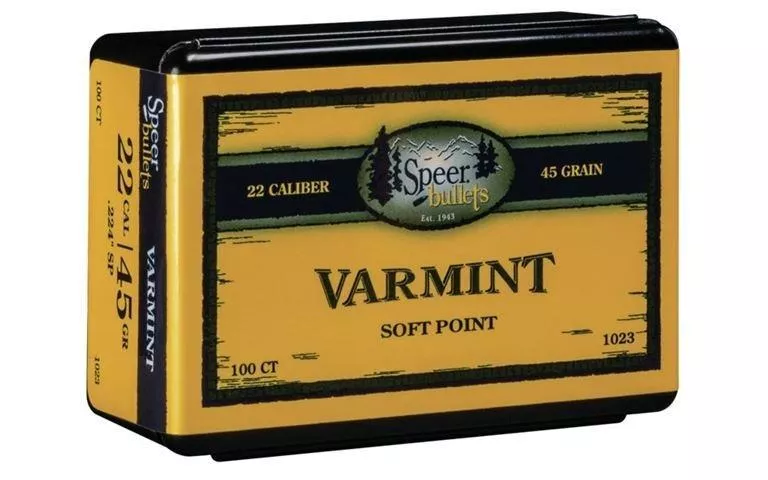Speer Varmint Soft Point Rifle Bullets .224 cal .224″ 45 gr JSP 100/ct
