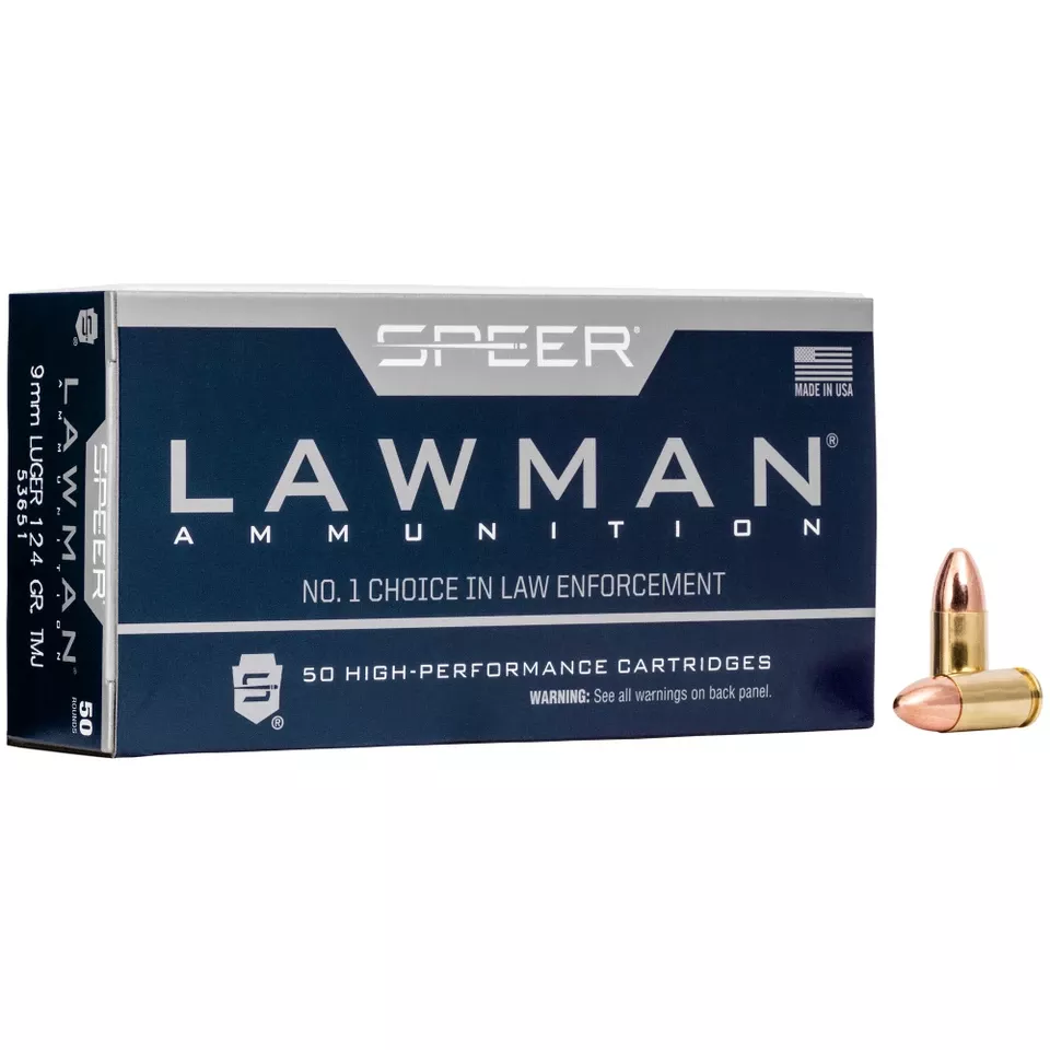 SPR Lawman 9mm 124gr TMJ Ammunition - 50 Rounds per Box, 1000 Rounds per Case