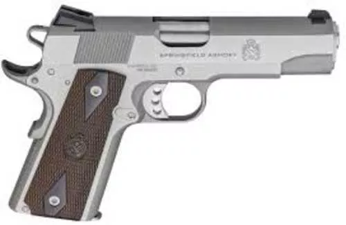 Springfield Armory 1911 Garrison Semi-Automatic Pistol 9mm Luger 4.25" Barrel (1)-9Rd Magazine Low Profile 3-Dot Sights Thinline Wood Grips Black Finish