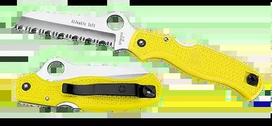 Spyderco Atlantic Salt Pocket Knife 3.69″ Sheepsfoot Serrated H1 Steel Blade Yellow FRN Handle