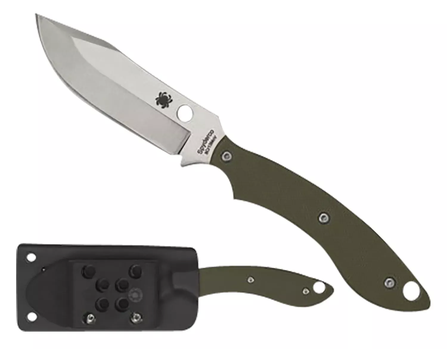 Spyderco FB49GPOD Stok 2.95″ Fixed Bowie Plain Stonewashed 8CR13MOV SS Blade/Olive Drab Textured G10 Handle Includes Sheath W/G-Clip