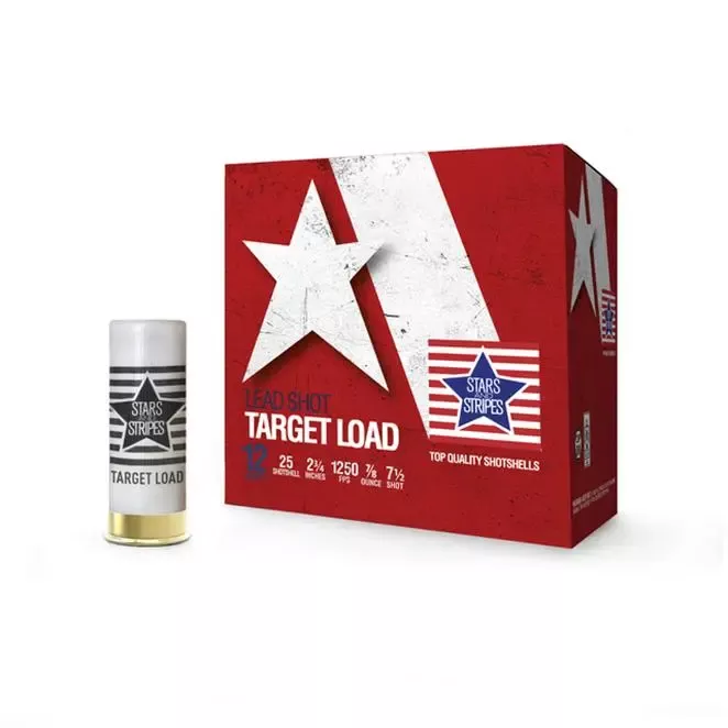 Star & Stripes Target Load Shotshells 12ga 2-3/4″ 7/8OZ 1250 fps #7.5 25/ct