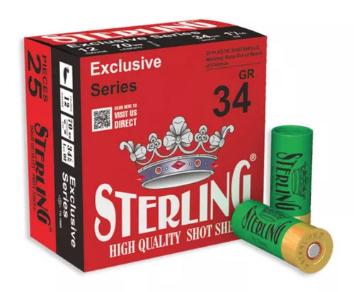 STERLING 12GA BIRDSHOT #4 2 3/4 INCH 1 3/16OZ (34g) BOX25 UPC: 8698779951023