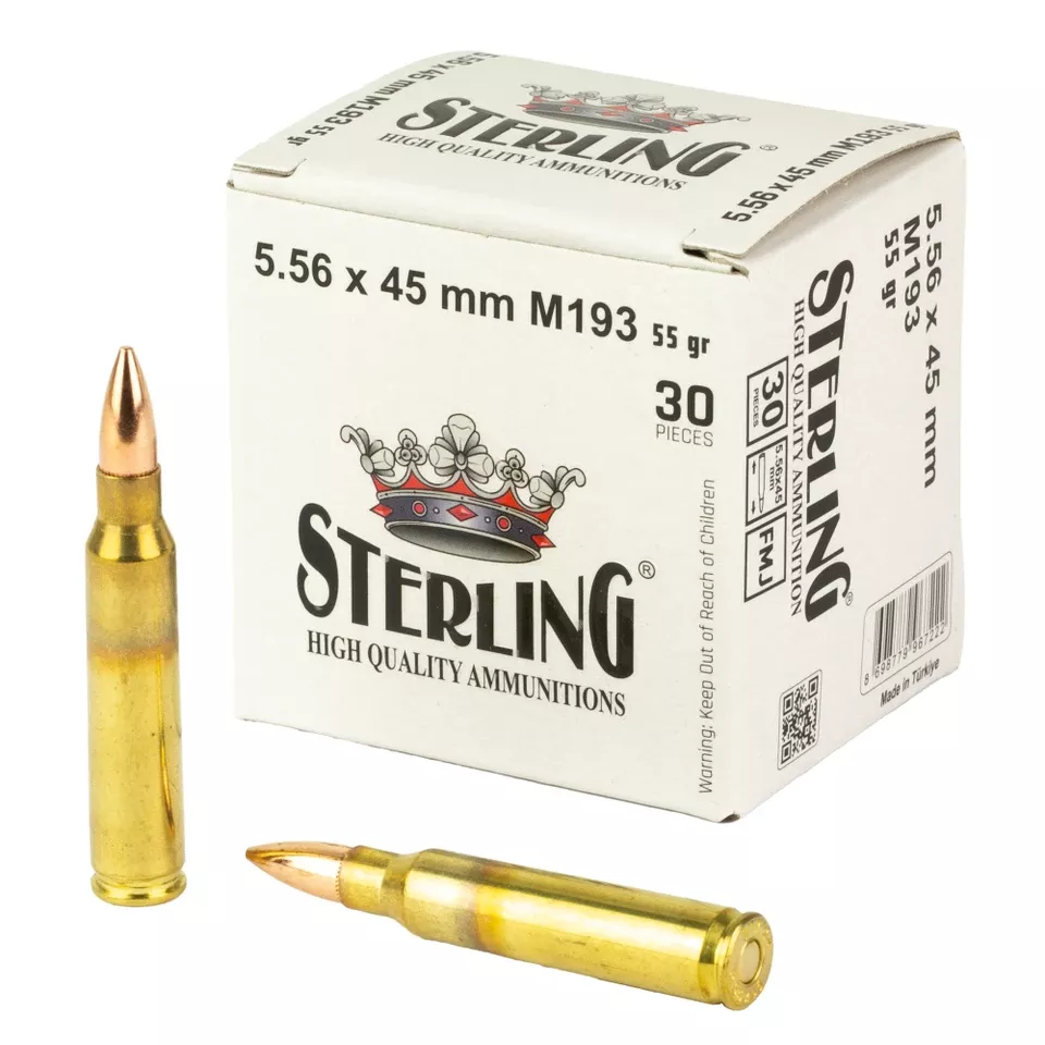 STERLING 5.56 M193 55GR FMJ Ammunition - 30 Rounds per Box, 1500 Rounds per Case