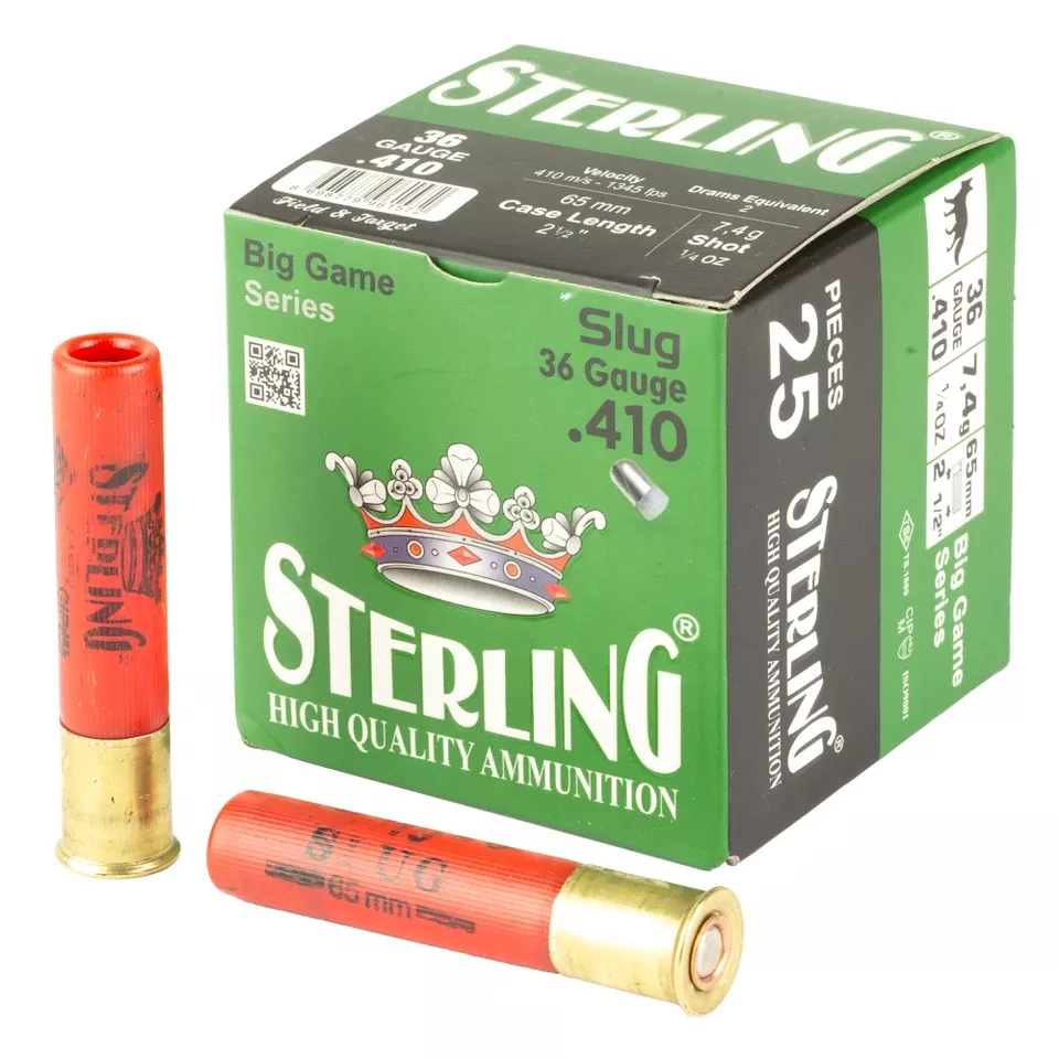 STERLING BIG GAME 410 SLUG - 25 Rounds per Box, 500 Rounds per Case
