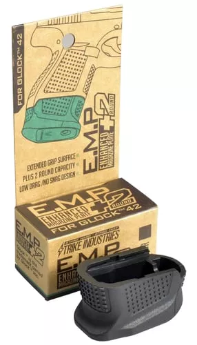 Strike Industries EMPG42B Enhanced Magazine Platemade of Polymer with Black Finish & Extra Gripping Surface for Glock 42 Magazines Adds 2rds