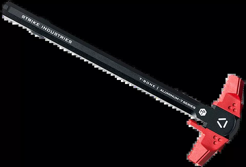 Strike Industries T-Bone Charging Handle for AR-15 - Red Polymer Handles, Aluminum Shaft, .223/5.56 NATO