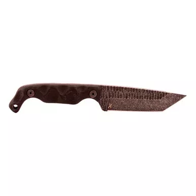 Stroup Bravo 5 Fixed Blade Knife 3.5″ Tanto 1095 High Carbon Steel Blade Tan Handle Black