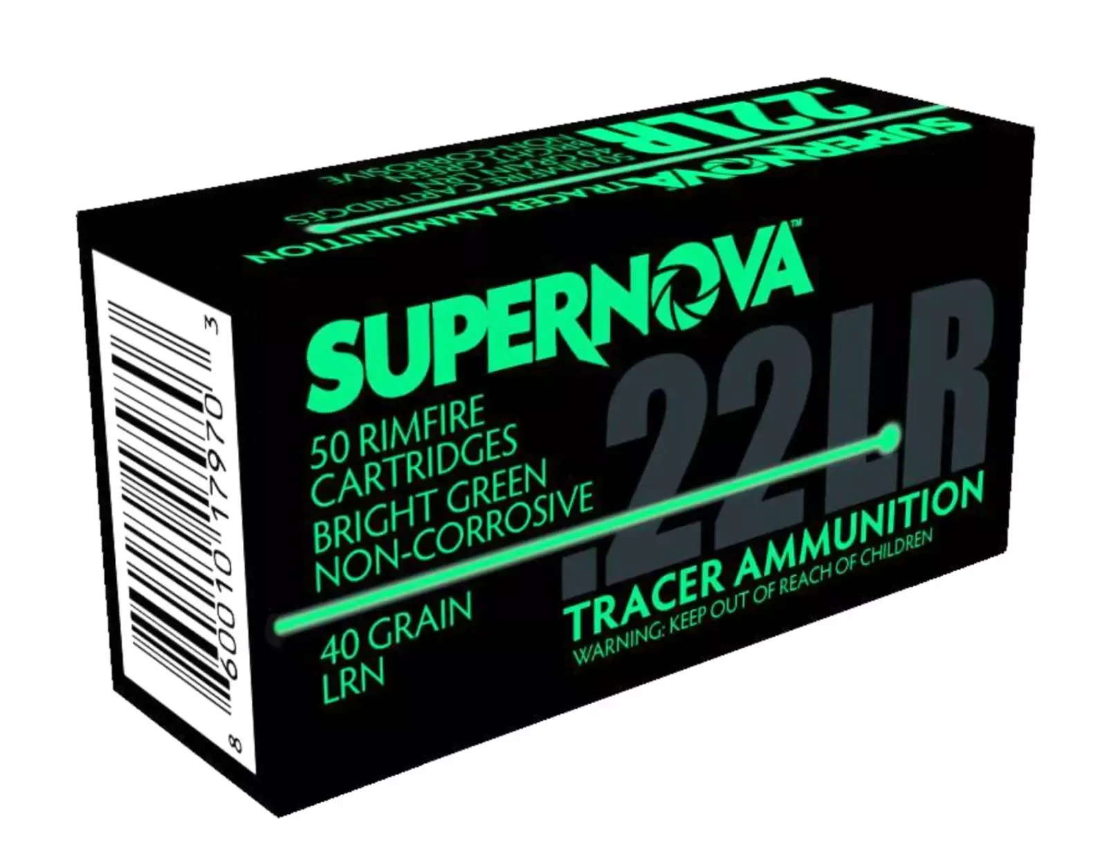 Supernova Ammunition Amo 22LR 40 Grain Lrn Green Tracer 50RD ( 100 Boxes Per Case )