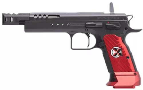 Tanfoglio Domina Xtreme Single Action Semi-Automatic Pistol 9mm Luger 5.2" Barrel (1)-19Rd Magazine FALSE Sights Red Aluminum Grips Matte Black Finish