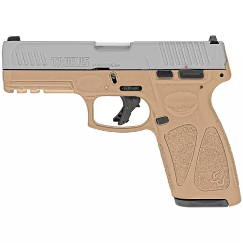 Taurus 1G3B949T G39mm Luger Caliber with 4 Barrel 151 or 171 Capacity Tan Finish Picatinny Rail Frame Serrated Matte Stainless Steel SlidePolymer Grip Includes 2 Mags UPC: 725327625711