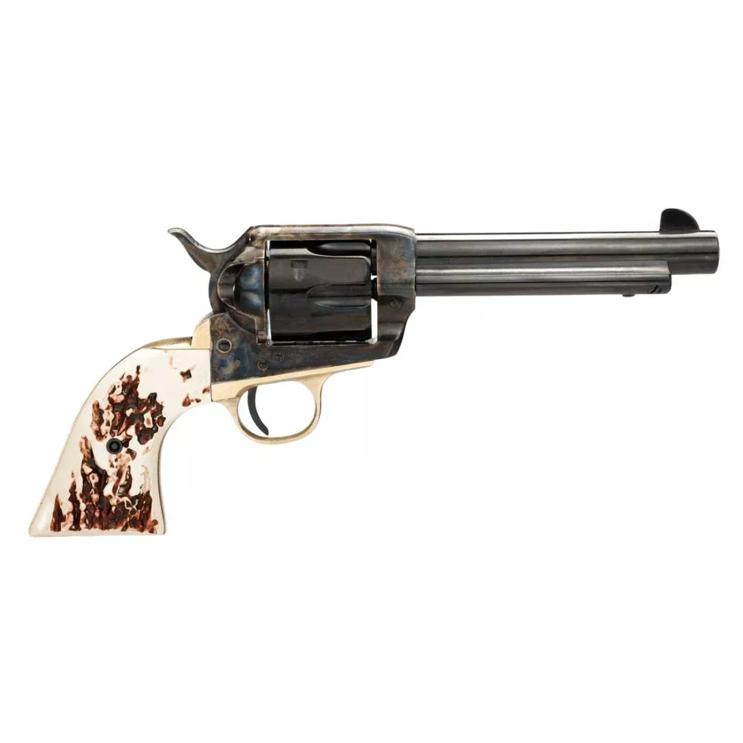 Taylor & Company 1873 Stag Grip Handgun .357 Mag/.38 Spl 6rd Capacity 4.75″ Blued Barrel Stag Grip Case Hardened