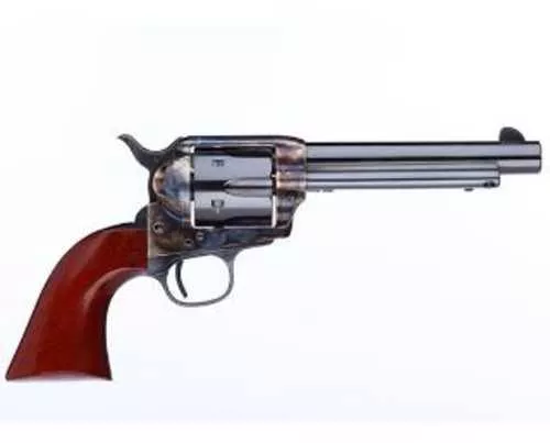 Taylors & Co. Uberti 1873 Cattleman New Model Revolver 38-40 Winchester 5.5" Round Barrel 6 Capacity Fixed Front Blade Rear Frame FALSEtch Sights Walnut Grips Blue Finish With Case Hardened