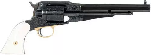 Taylors & Company Remington Conversion LawDawg Single Action Only Revolver .45 Colt 8" Blued Engraved Octagon Barrel 6Rd Capacity Dovetail Blade Front FALSEtched Rear Sights 2-Piece Ivory Grips Steel Finish