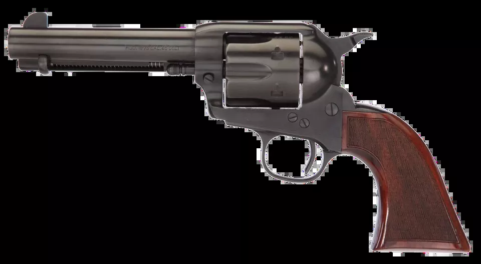 Taylors & Company Runnin Iron Black Rock 45 Colt Revolver - 4.75" Barrel, 6rd, Black Nitride Finish, Walnut Grip