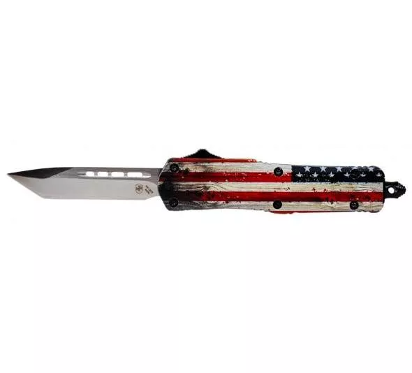 Templar Knife OTF Small Knife 2-1/4″ Tanto Blade Wood US Flag