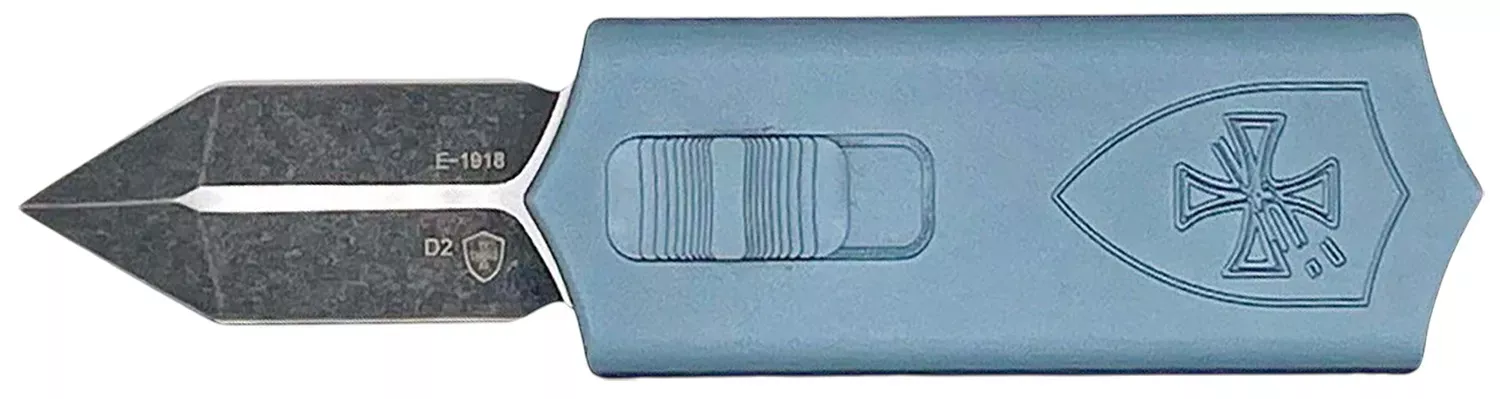 Templar Knife SMCAGB121 Sentinel Money Clip 1.88″ OTF Dagger Plain Black Oxide Stonewashed Powder Coated D2 Steel Blade, 3.41″ Blue Anodized Aluminum Handle