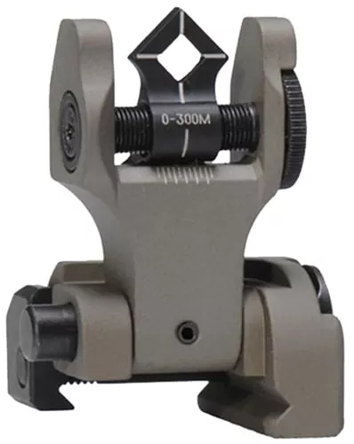 Troy Ind SSIGDOARFFT00 Rear Folding BattleSight DiopticFlat Dark Earth Folding for AR-15
