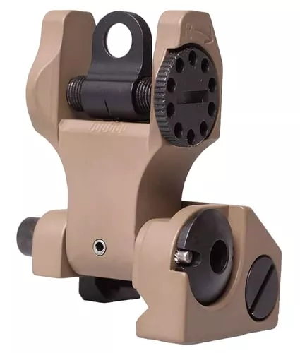 Troy Ind SSIGFBSROFT00 Rear Folding BattleSight RoundFlat Dark Earth Folding for AR-15