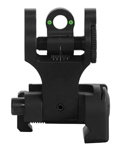 Troy Ind SSIGFBSRTBT00 Tritium Rear Folding BattleSight RoundBlack Hardcoat Anodized for AR-15