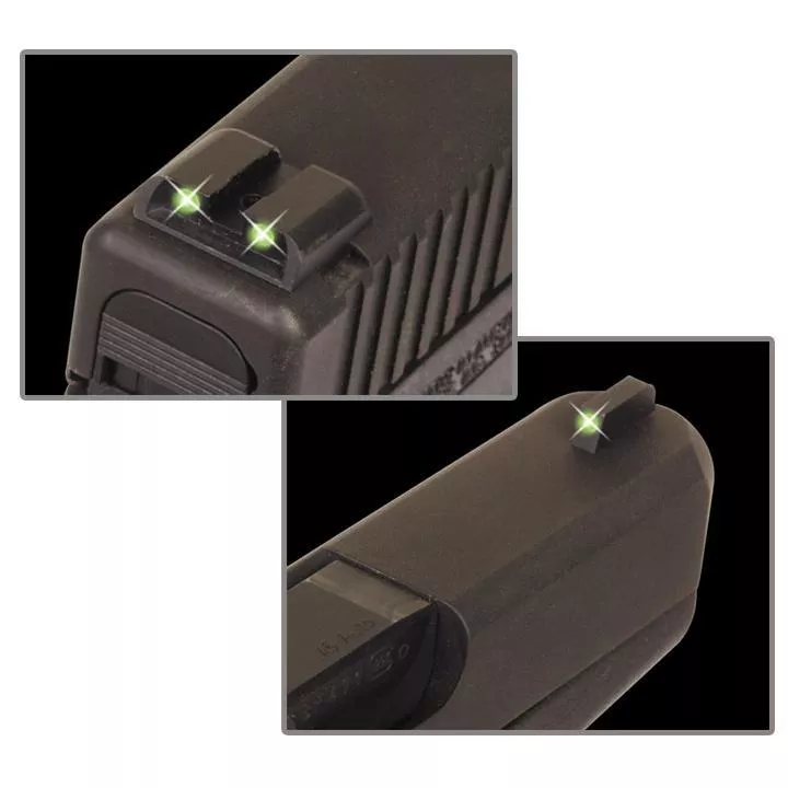 Truglo Tritium Night Sights (High) Fits Glock 20 21 25 28 29 30 31 32 37 40 and 41 – Front Green/Rear Green