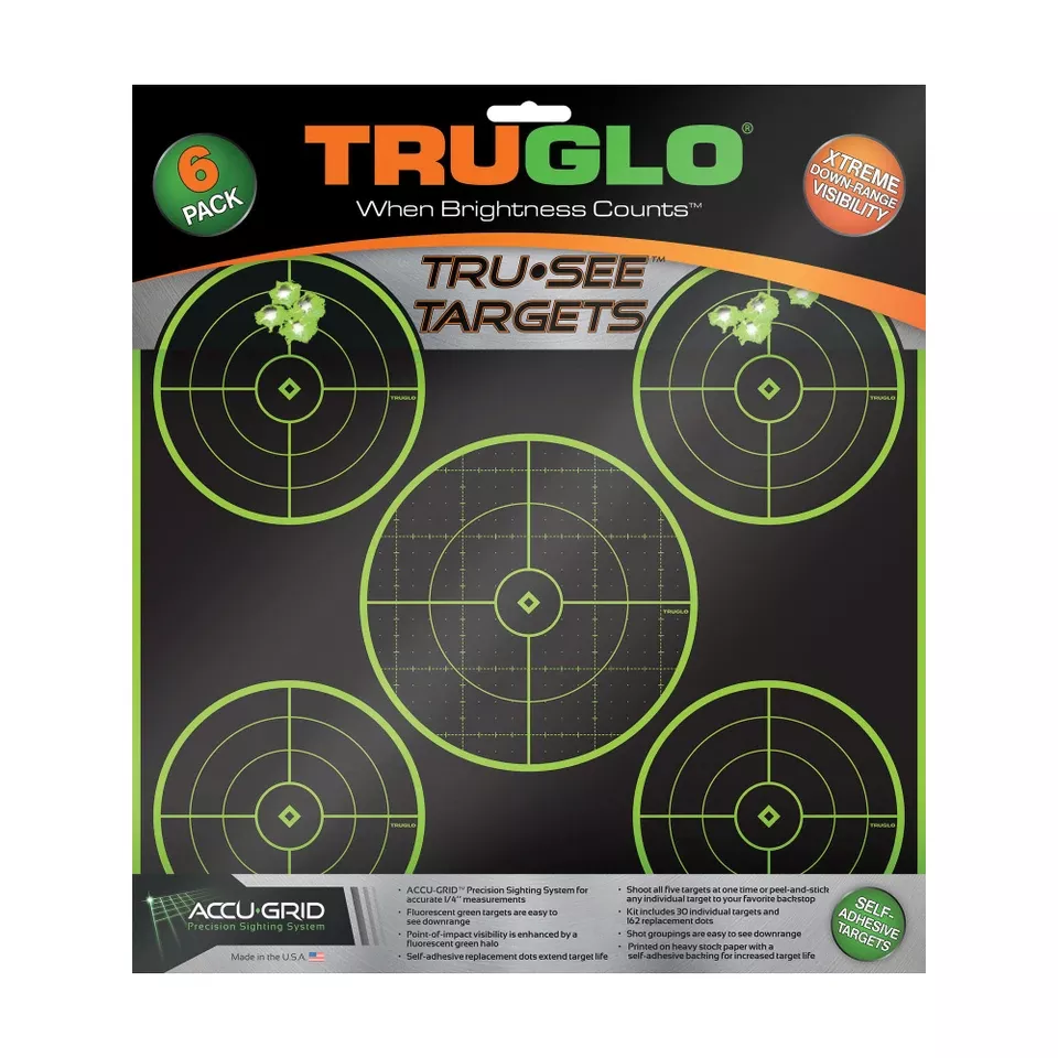 TRUGLO TRU-SEE 5 Bullseye Target 12x12 Inch 6 Pack