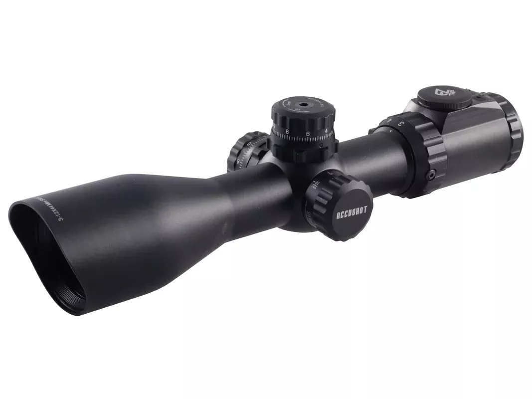 UTG AccuShot SWAT Rifle Scope 3-12x 44mm Illuminated Mil Dot Reticle Matte Black