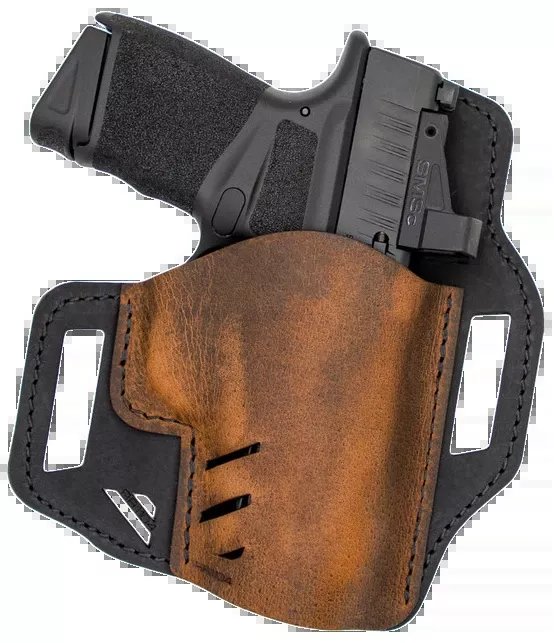 Versacarry Rough Rider OWB Leather Belt Slide Holster - Size 01, Black/Brown