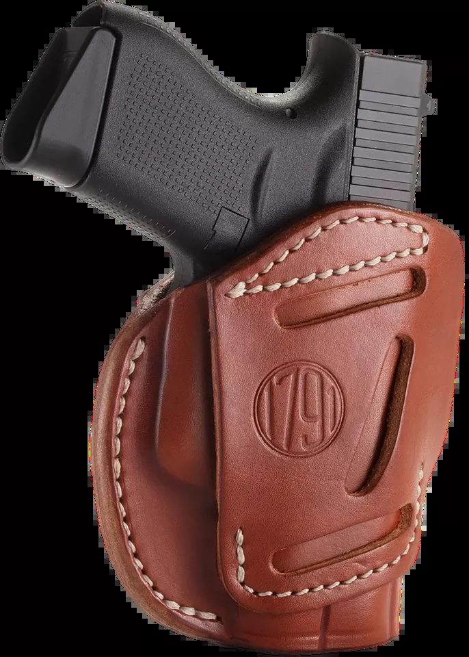 Versatile 1791 Gunleather 3-Way Holster: Classic Brown Leather for Ruger LCP, Glock 42, S&W Bodyguard