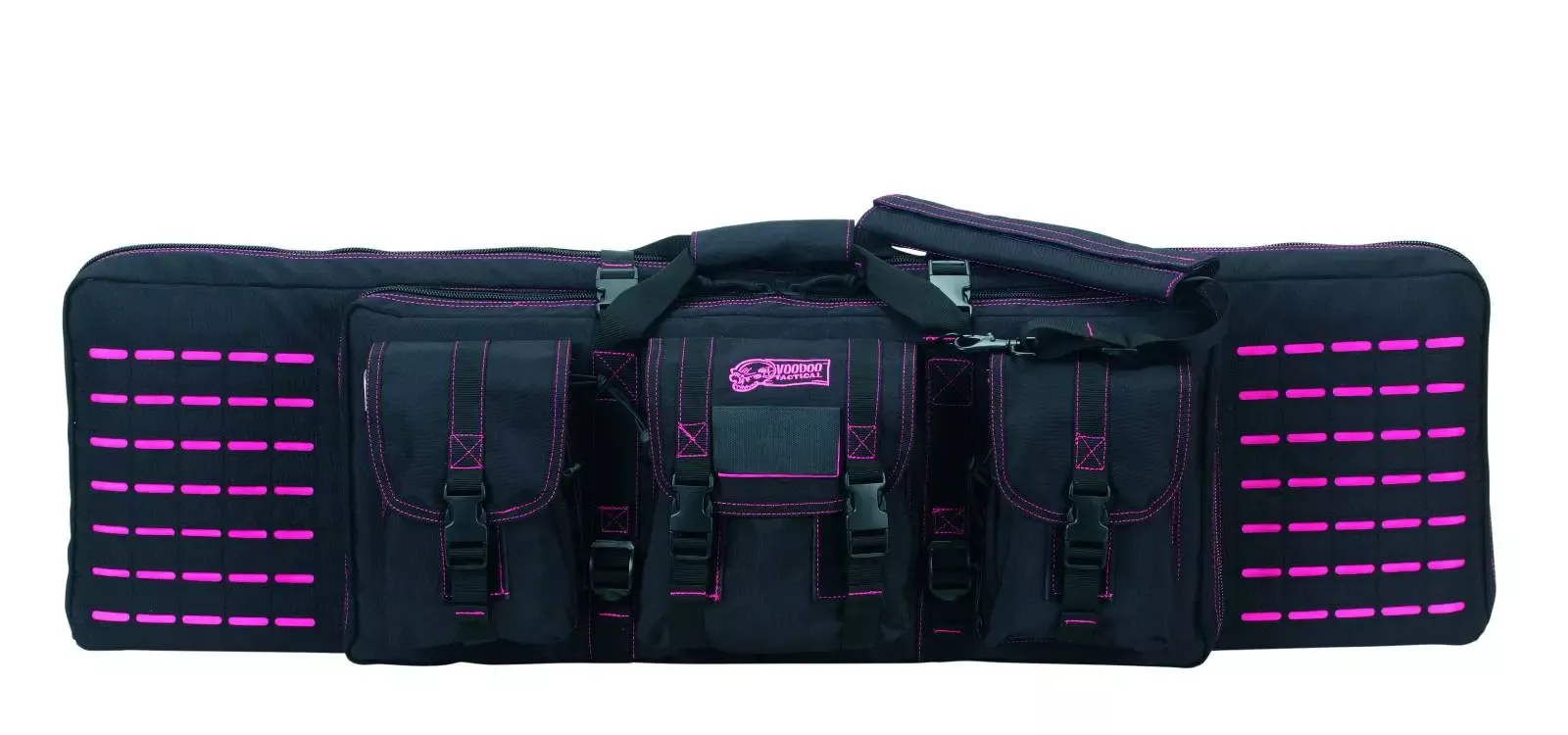 Voodoo Tactical 42″ Padded Weapons Case With Die Cut Molle (black With Pink)
