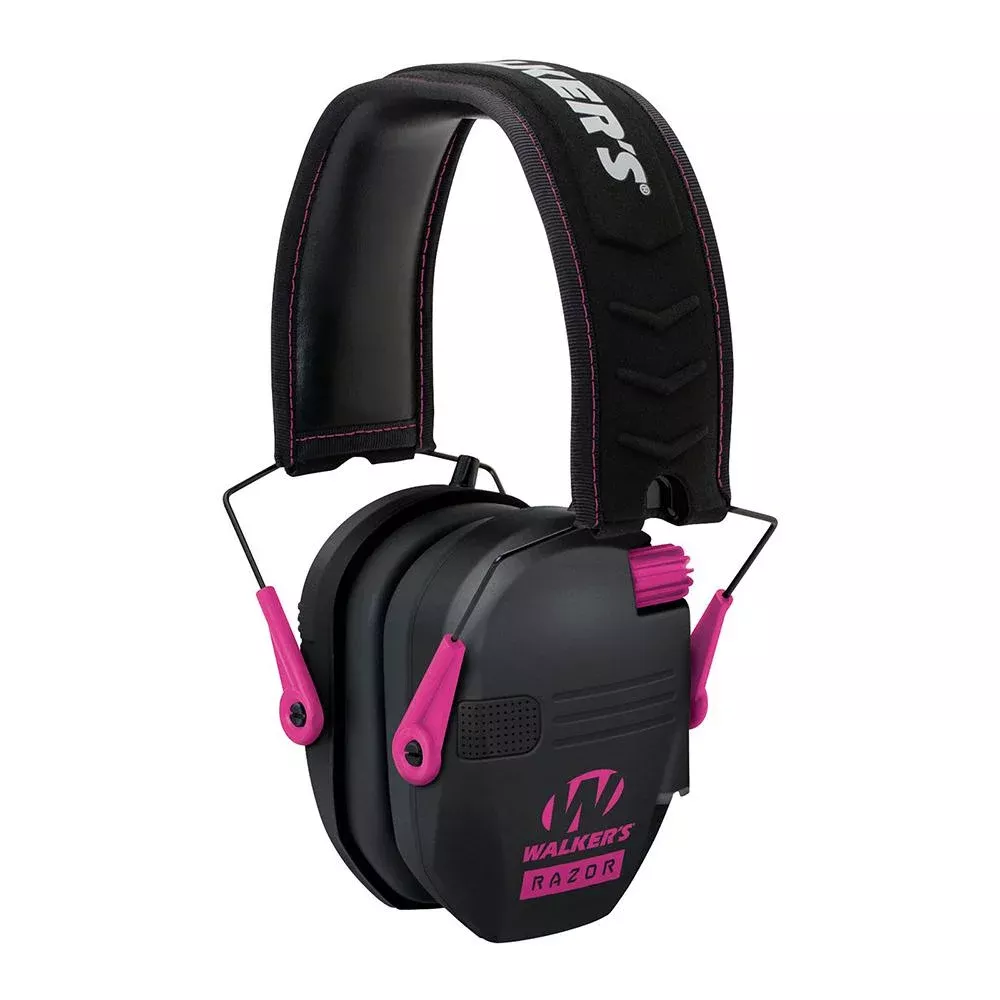Walker’s Game Razor Slim Shooter Folding Ear Muffs-Pink