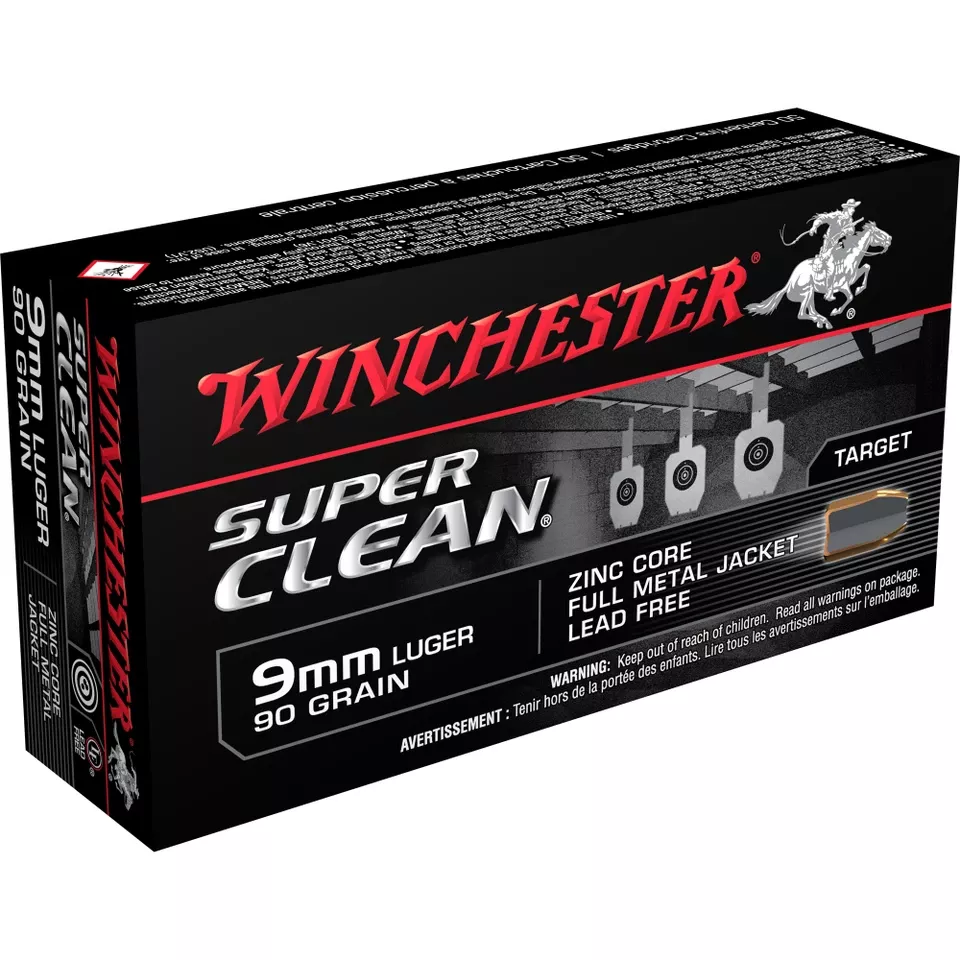 WIN Super Clean 9mm 90gr FMJ Ammunition - 50 Rounds/500 Rounds
