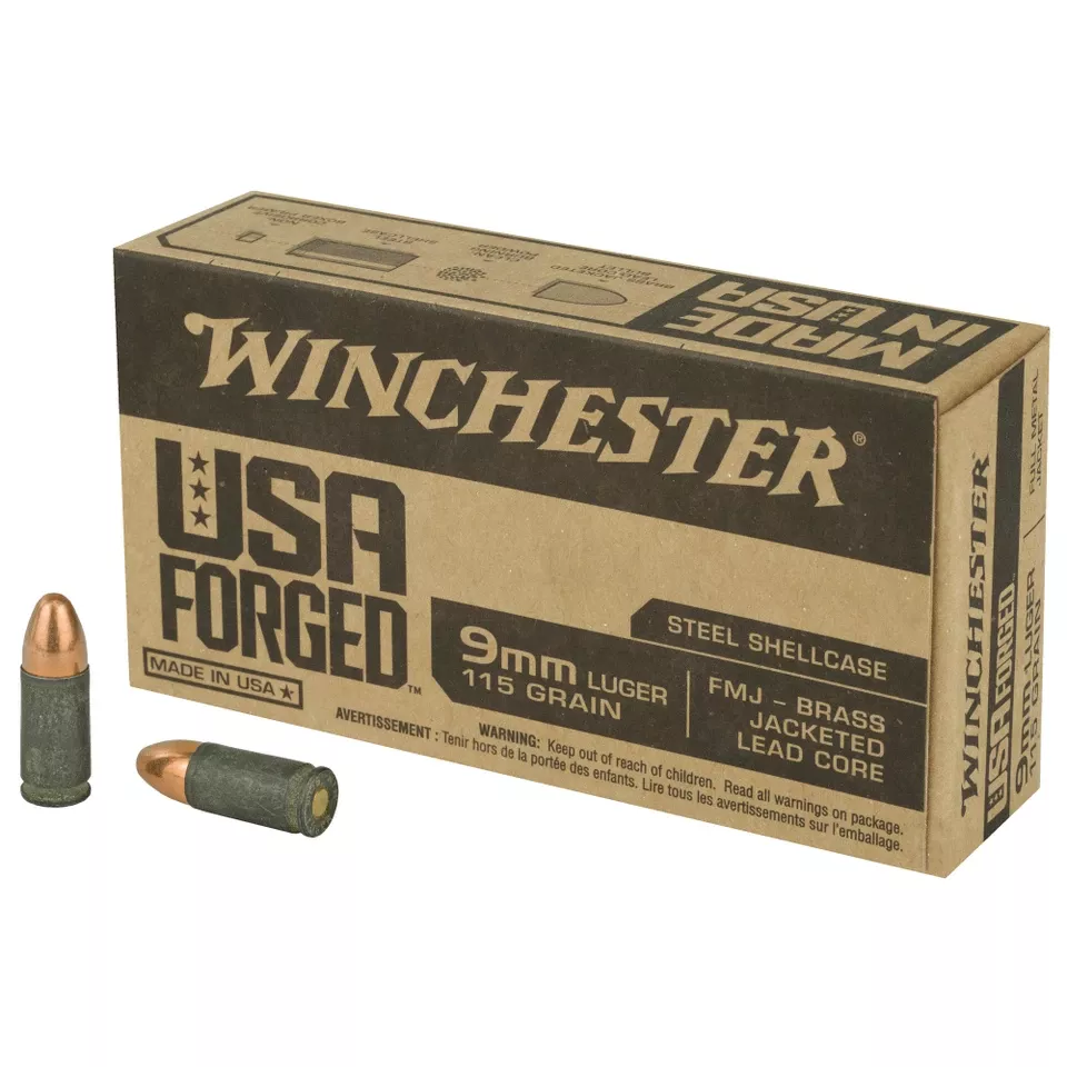 Winchester 9mm 115gr FMJ Steel Case Ammunition - 50 Rounds/500 Rounds