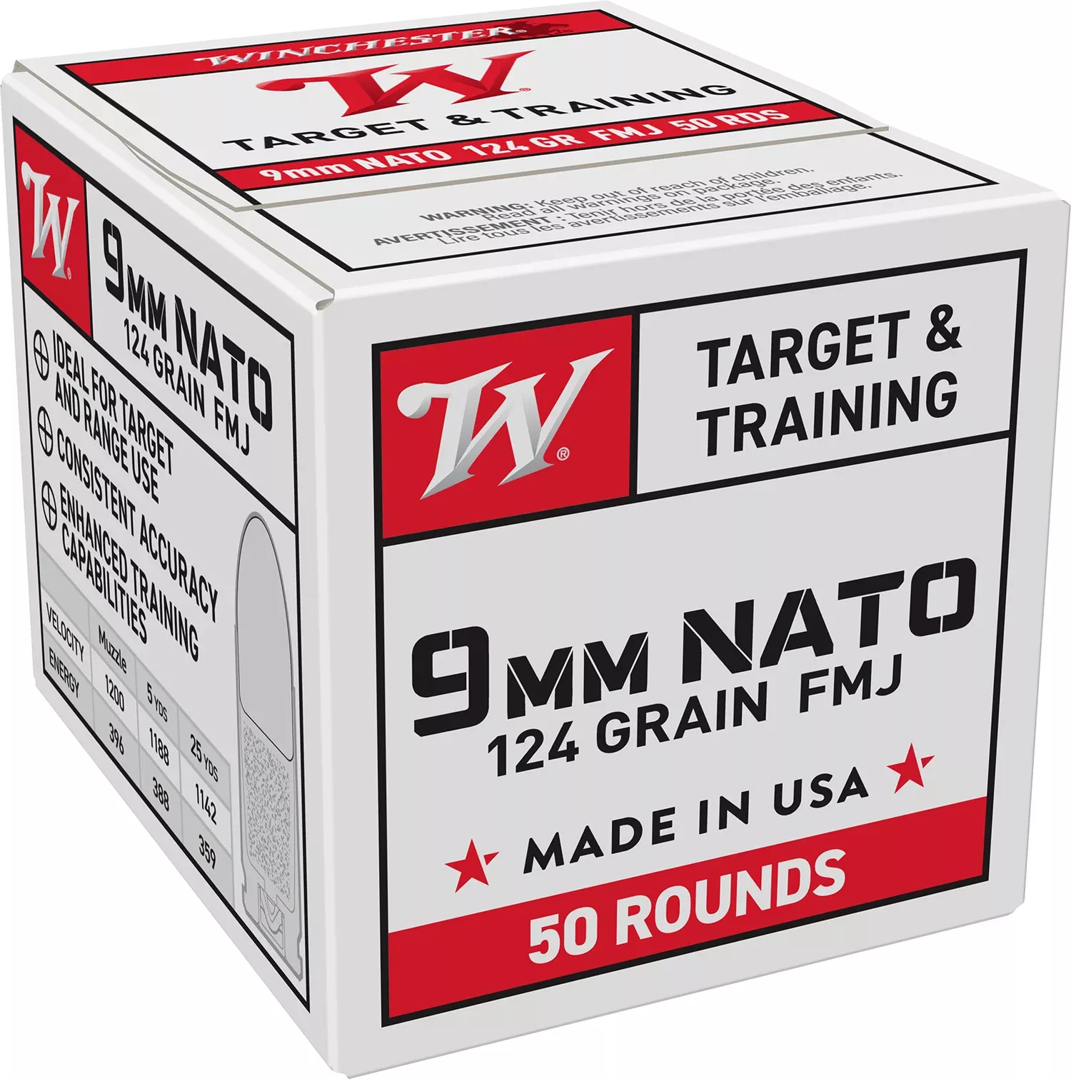 Winchester Ammo W9NATO509mm NATO 124gr Full Metal Jacket 50 Per Box/20 Case