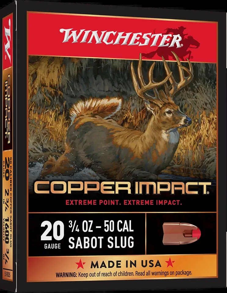 Winchester Ammo X20CLF Copper Impact 20 Gauge Sabot Slug - 5 Rounds Per Box