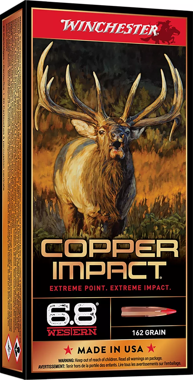 Winchester Ammo X68WCLF Copper Impact6.8Western 162gr Copper Extreme Point Lead Free 20 Per Box/10 Case